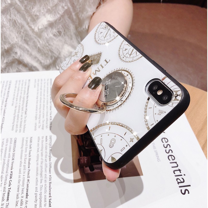 Ốp Lưng iphone-ốp TIME Đính Đá Kèm Ring 6/6s/6p/6sp/7/8/7p/8p/11/11pro/11promax/12/12pro/12promax.