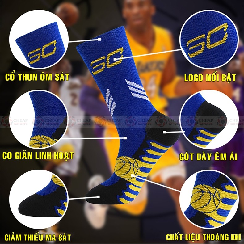 Tất Vớ Bóng Rổ NBA 5.0 In Logo Các Ngôi Sao Bóng Rổ NBA Kobe Curry King James Rose Durant Kyrie Irving Jordan Giannis