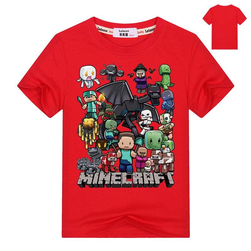 Áo cotton họa tiết minecraft thời trang hè xinh xắn