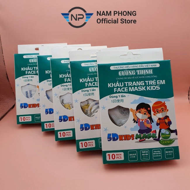 Khẩu trang trẻ em 3 lớp 5D KIDS MASK kháng khuẩn và chống bụi mịn, an toàn cho bé