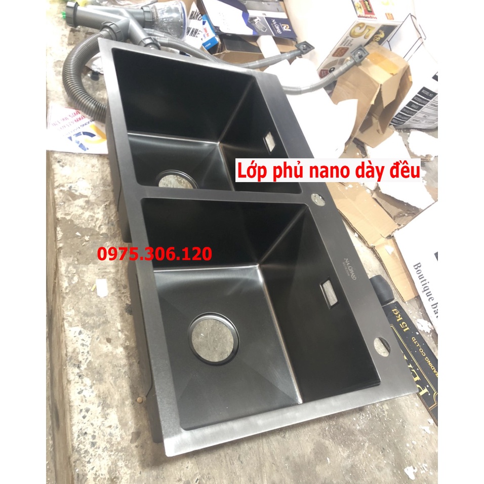 Chậu Rửa Chén Bát CAO CẤP PHỦ NANO CHỐNG TRẦY N5 8245 A1 và Rổ Đa Năng đựng trái cây và bộ xả chậu