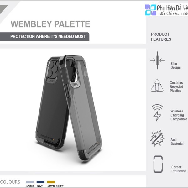 Ốp lưng iphone 12 pro max/12pro/12mini GEAR4 D3O Wembley Palette iPhone - Kháng khuẩn, tương thích sóng 5G