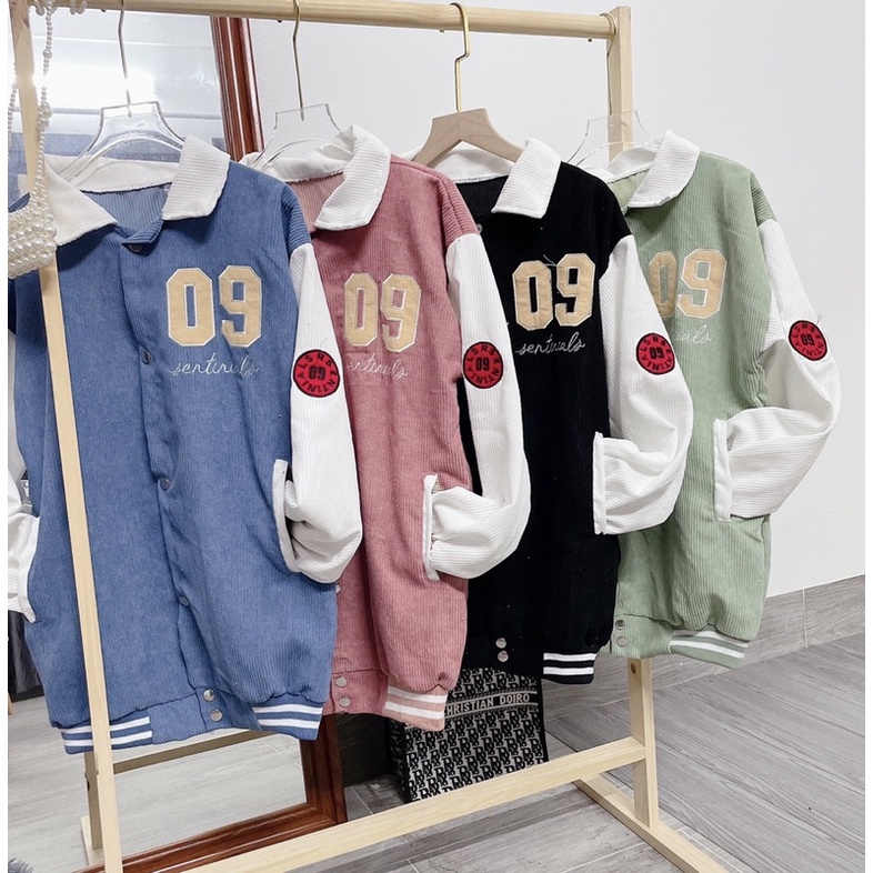 Áo Khoác Nữ, Áo Khoác Bomber 09 Nhung Tăm 4 Màu