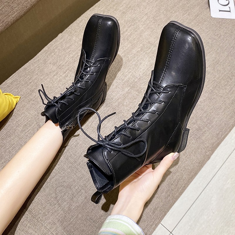 Giày boot nữ cao cổ buộc dây đơn giản cá tính siêu đẹp, boot nữ mẫu mới hot trend XIAOMIMI SE1213