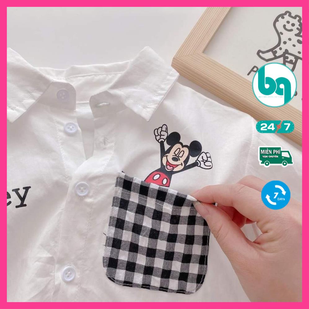 Áo sơ mi đũi cho bé trai cực phong cách size 9-23kg