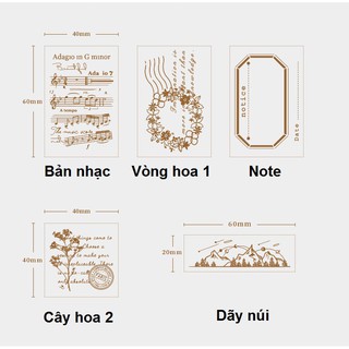 Con Dấu Gỗ Dãy Núi Retro