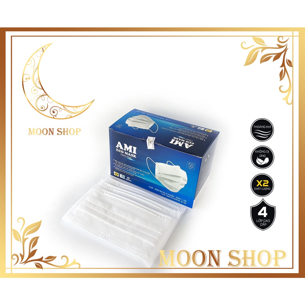 Khẩu trang Ami 4 lớp chuẩn đủ 4 màu hộp 50 cái