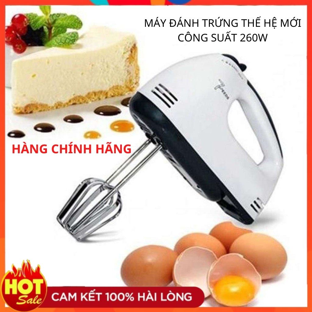 Máy Đánh Trứng Cầm Tay 7 Tốc Độ Công Suất 260W Cực Mạnh, Tiện Lợi Có Thể Trộn Bột,Kem,Salad, Đánh Bơ,…HÀNG CHÍNH HÃNG