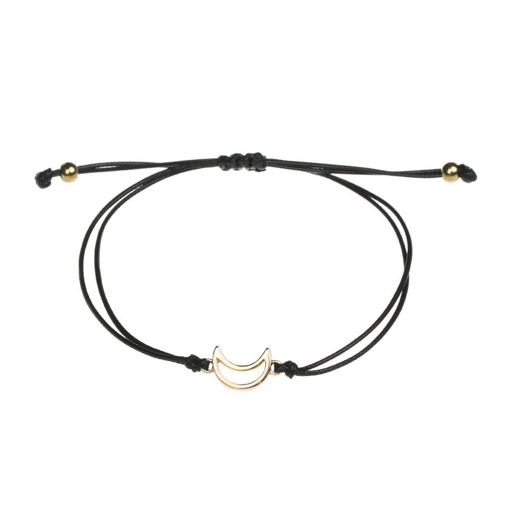 ESPO Set 2 Vòng Tay Dây Bện Màu Đen Mặt Trăng / Mặt Trời Sáng Tạo