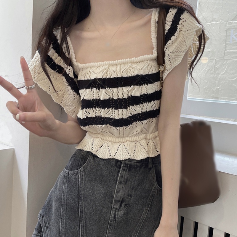 Áo Thun Tay Ngắn Họa Tiết Kẻ Sọc Thời Trang Sành Điệu Cho Nữ