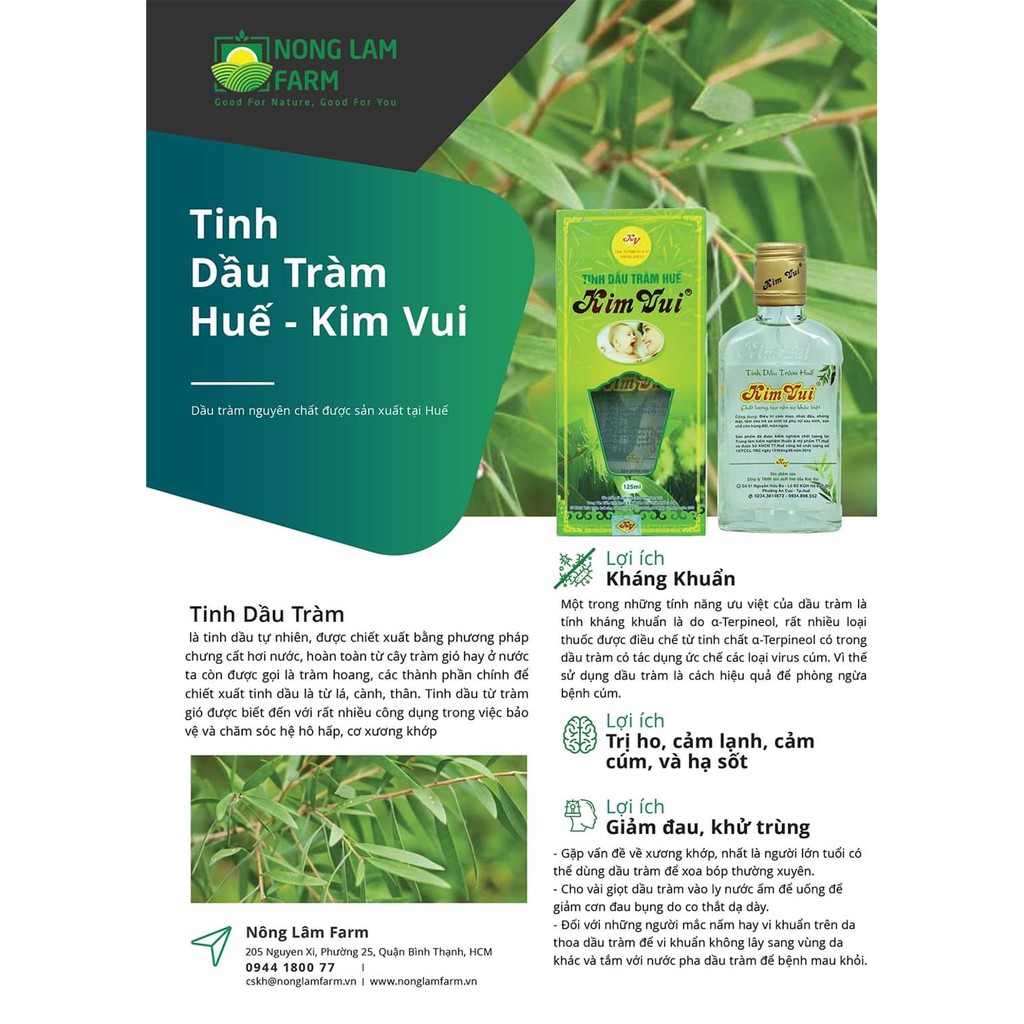 TINH DẦU TRÀM KIM VUI - HÀNG CHÍNH HÃNG SẢN XUẤT TẠI HUẾ - DUNG TÍCH 35ML, 80ML, 125ML - SẢN PHẨM THƯƠNG HIỆU NỔI TIẾNG.