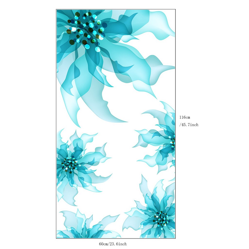Decal dán kính cao cấp - Hoa thủy tinh xanh lớn ( 60x116 )