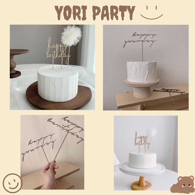 Cây Cắm Bánh Kem Happy Birthday Happy You Day Phong Cách Hàn Quốc - Yori Party