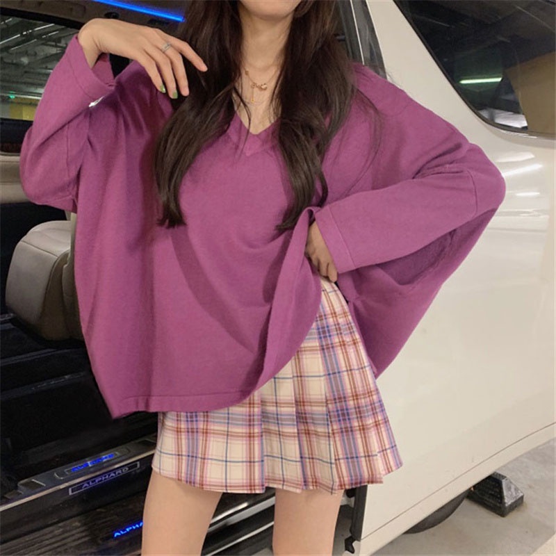 Jiashuchengv Áo Thun Nữ Tay Dài Dáng Rộng Phong Cách Hàn Quốc Dễ Phối Đồ