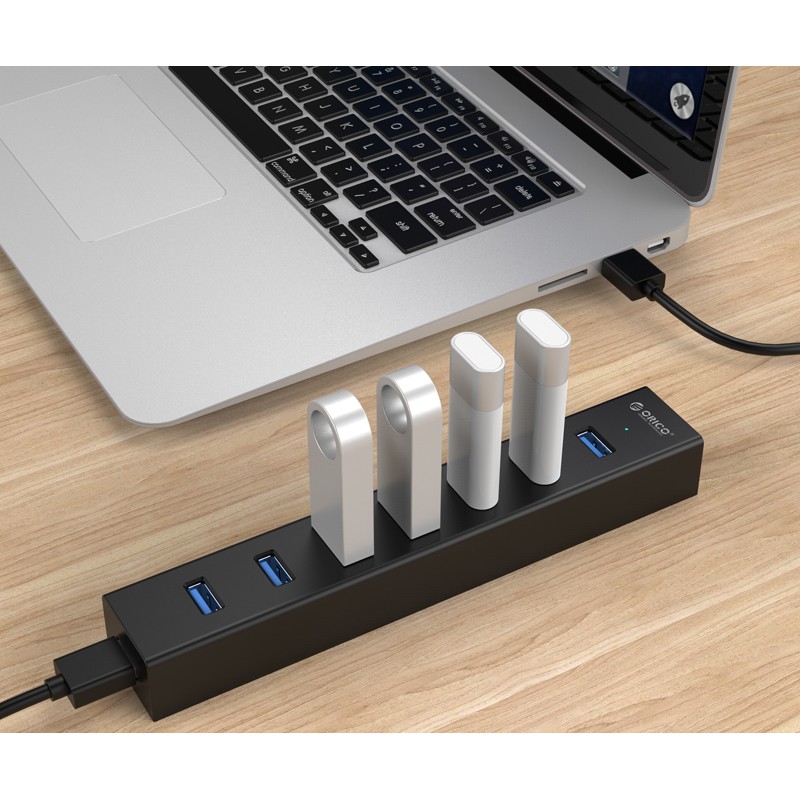 Bộ chia USB HUB 7 cổng có nguồn Orico H7013-U3-AD (Màu đen)