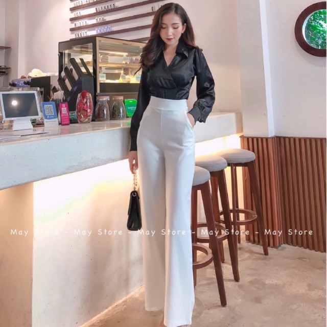Set áo sơ mi dài quần suông