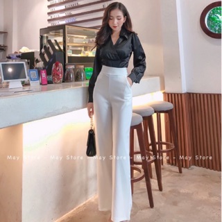 Set áo sơ mi dài quần suông