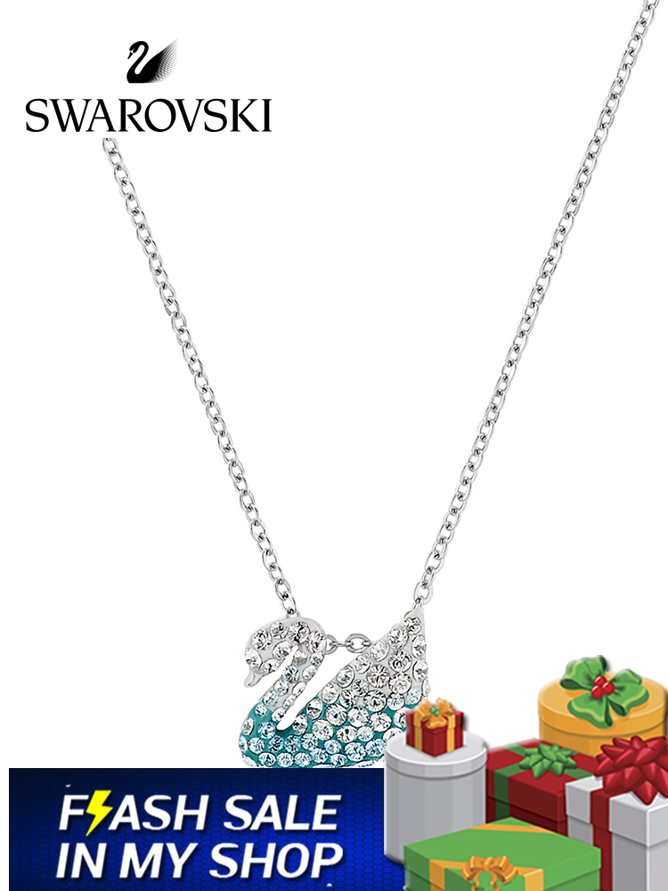 FLASH SALE 100% Swarovski Dây Chuyền Nữ ICONIC SWAN Thiên nga xanh nhỏ FASHION Necklace trang sức đeo Trang sức