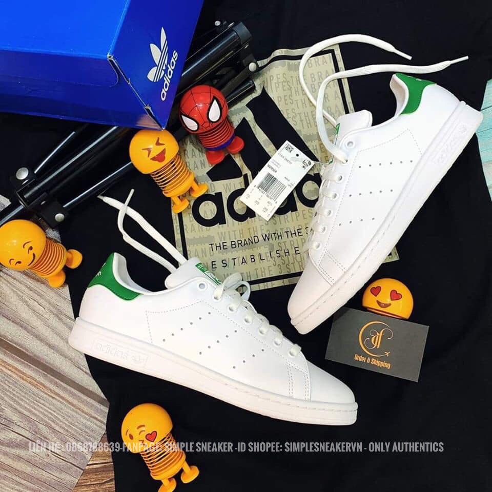 Giày Adidas Chính Hãng FREESHIP Adidas Stan Smith Gót Xanh Lá Chuẩn Auth- Giày Sneaker Thể Thao Nam Nữ- Simple Sneaker
