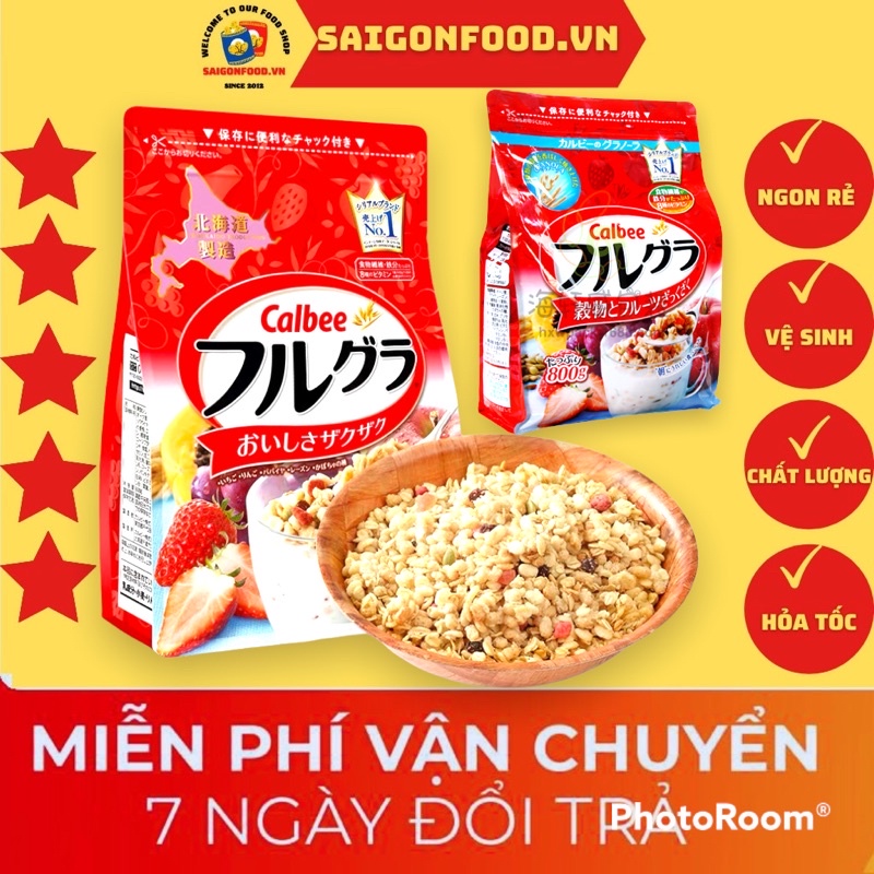 [100% Chuẩn Nội Địa Nhật] Ngũ Cốc Calbee Gói Lớn 800gr - Ăn Kiêng Giảm Cân Mix Sữa Chua Hoa Quả Trái Cây Sấy [Date Mới]