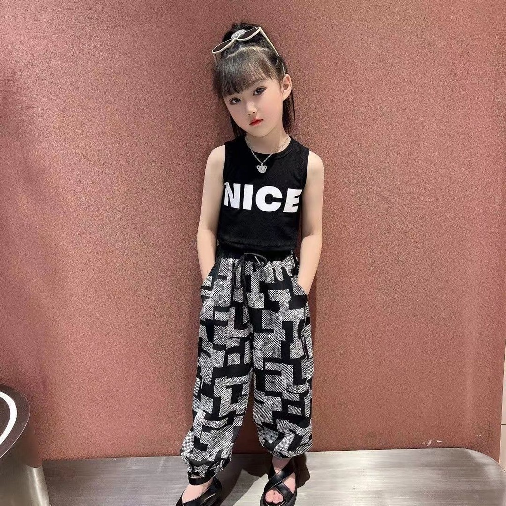 Set Đồ Thể Thao Hai Món Thời Trang Hè Cá Tính Dành Cho Bé Gái 1-10 Tuổi
