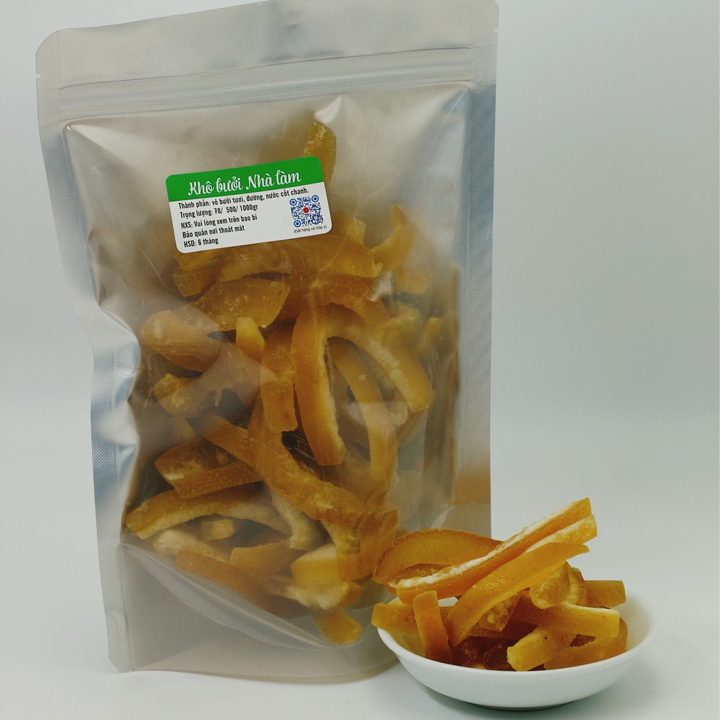 Bưởi vỏ sấy dẻo lắc xí muội 50g (Khô bưởi sấy dẻo lắc xí muội tự nhiên ít ngọt)