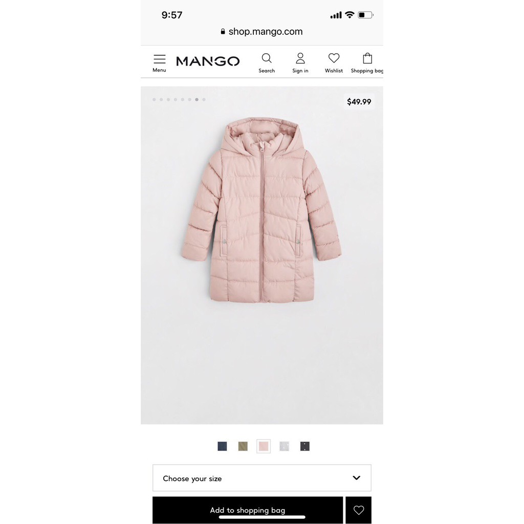 ÁO PHAO DÁNG DÀI MANGO DƯ XỊN 5/14Y