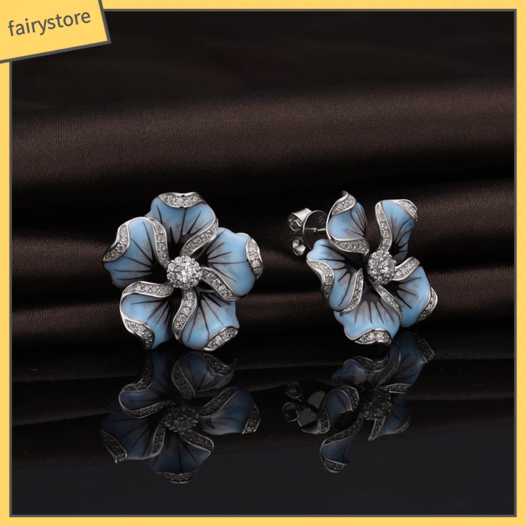 Bông Tai Hình Hoa Đính Đá Lấp Lánh Cho Nữ