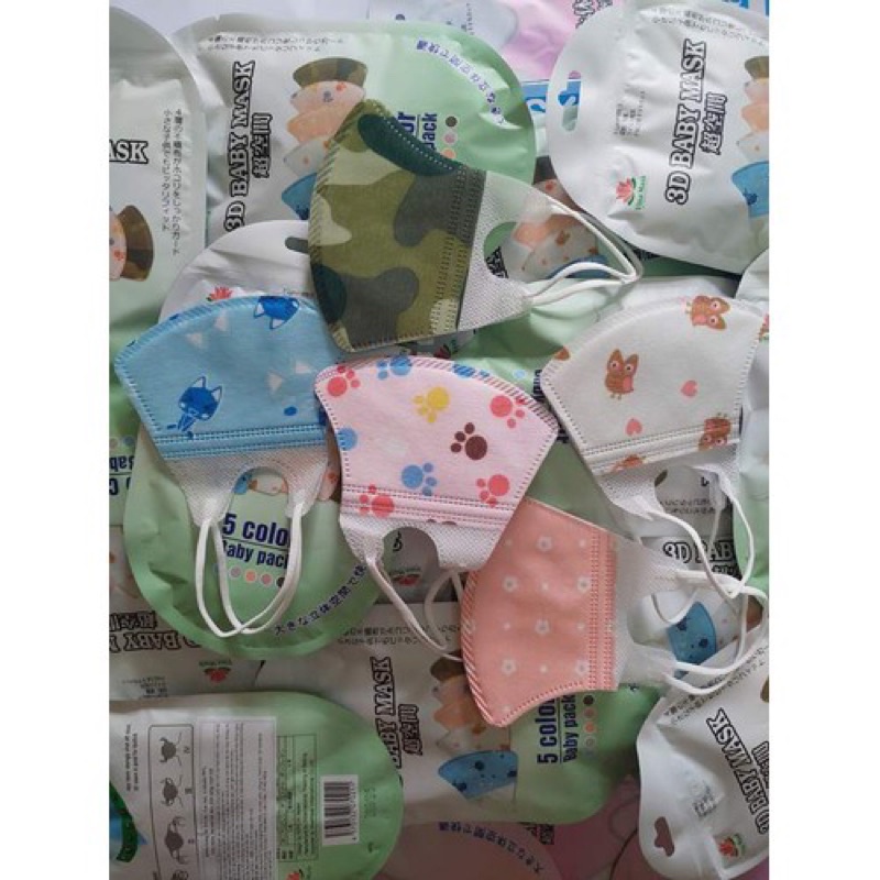 (Chính hãng) Set 5 khẩu trang Vinamask cho bé nhập khẩu được sản xuất theo tiêu chuẩn Nhật Bản -3D Baby Mask