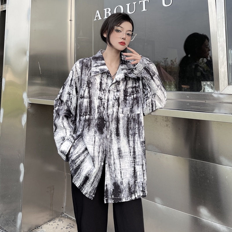 Áo sơ mi SUXI tay dài dáng rộng màu nhuộm thiết kế thời trang mùa thu theo phong cách Hàn Quốc cho nữ