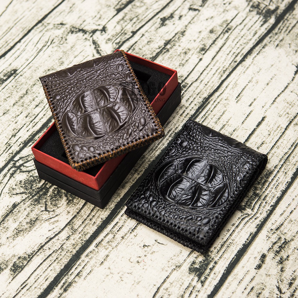 ví nam da bò thật in vân da cá sấu