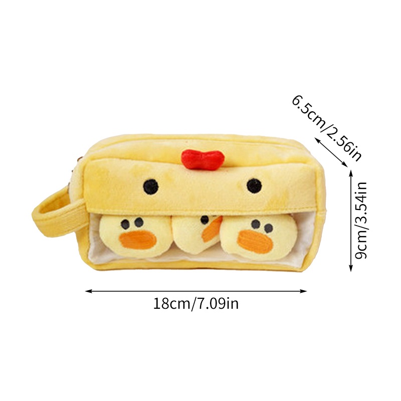 Túi Đựng Bút Chì Bằng Lông Nhung Sức Chứa Lớn In Hình Heo/Cáo Hoạt Hình Dễ Thương Cho Nữ Sinh