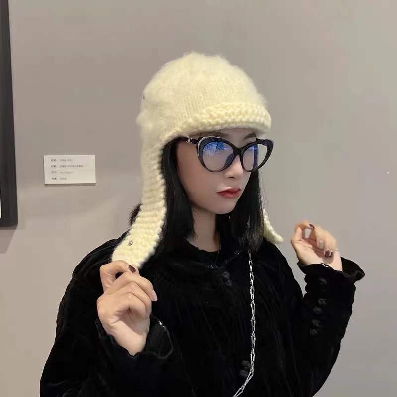 Mũ Len Dệt Kim Thủ Công Bảo Vệ Tai Kiểu Retro Hàn Quốc Thời Trang Mùa Đông Ấm Áp Cho Nữ