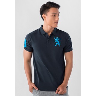 Áo Thun Nam Có Cổ Ngắn Tay Giordano Polo Màu Xanh Đen Có Logo Sư Tử 0101720235