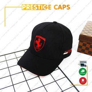 Mũ Lưỡi Trai Nón Kết Logo FERRARI Đen Vải kaki cotton cao cấp