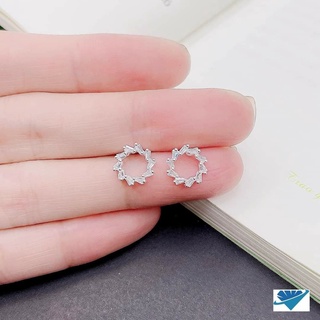 Khuyên tai bạc nữ hình tròn đính đá