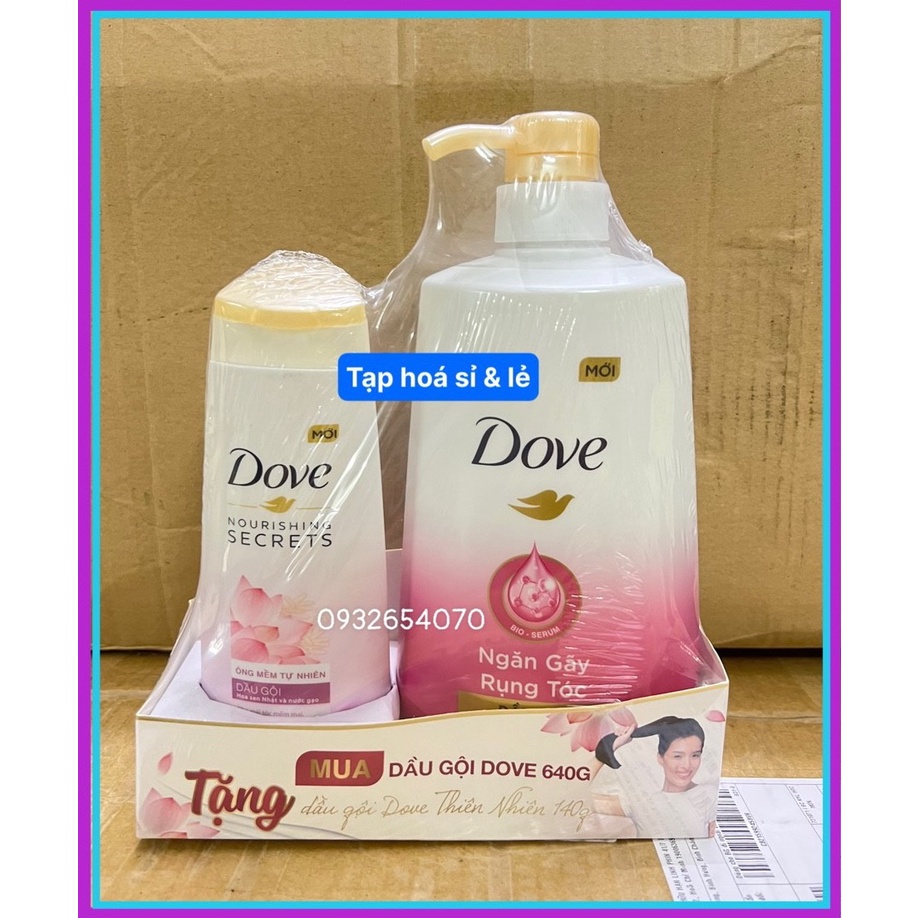 Dầu gội Dove ngăn gãy rụng tóc 640g tặng gội hoặc xả 140g tuỳ đợt nhập hàng