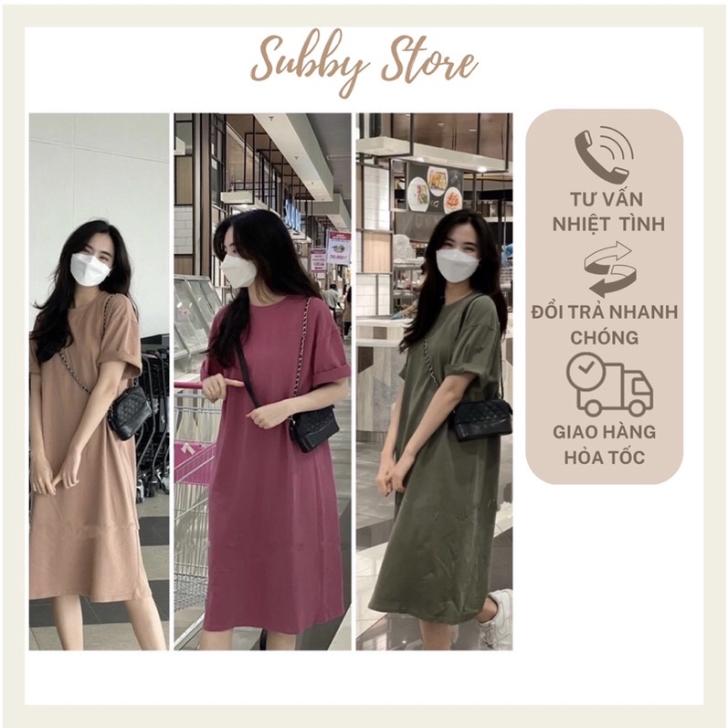 Váy Suông trơn Nữ Bassic Form Rộng Freesize tay lỡ