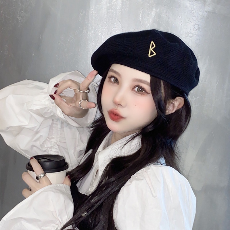 Mũ Beret Dệt Kim Thoáng Khí Thời Trang Xuân Thu Cho Nữ