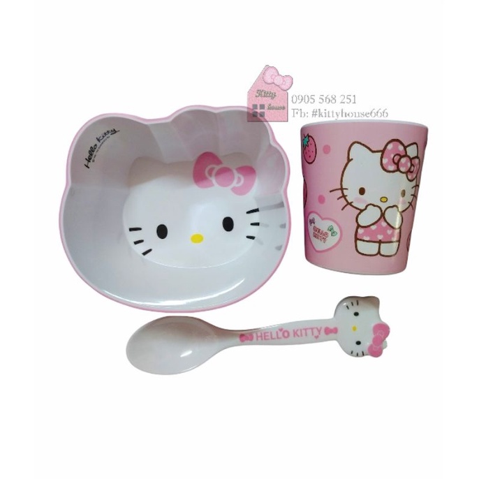 🌻SET COMBO TÔ / CHÉN LY MUỖNG KITTY🎀 KITTY HOUSE