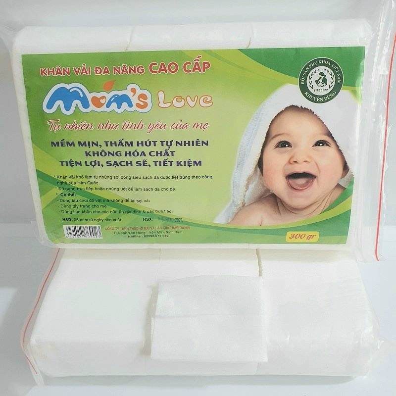 Khăn Vải Khô Đa Năng Cho Bé Momlove Túi 300g Chất Liệu Vải Sợi Bông Siêu Thấm Hút Có Thể Nhúng Nước Sử Dụng Như Giấy Ướt