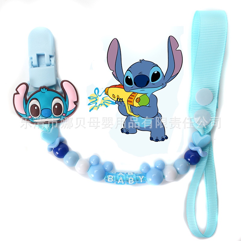 Dây Đeo Núm Ti Giả Chống Lạc Bằng Silicon Hình Chuột Mickey Stitch Disney Cho Bé Sơ Sinh