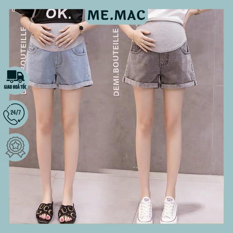 QUẦN SHORTS BẦU QC - sooc bà bầu thời trang mùa hè đi chơi - chất liệu quần Jeans bầu cao cấp có chun bụng