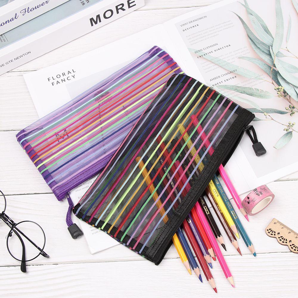 1 Túi Đựng Bút Chì / Mỹ Phẩm / Tiền Xu / Mỹ Phẩm Bằng Nylon Màu Sắc Cầu Vồng