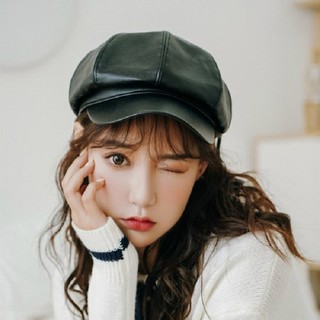 [ MÀU BE] Mũ Beret Da PU phong cách Retro