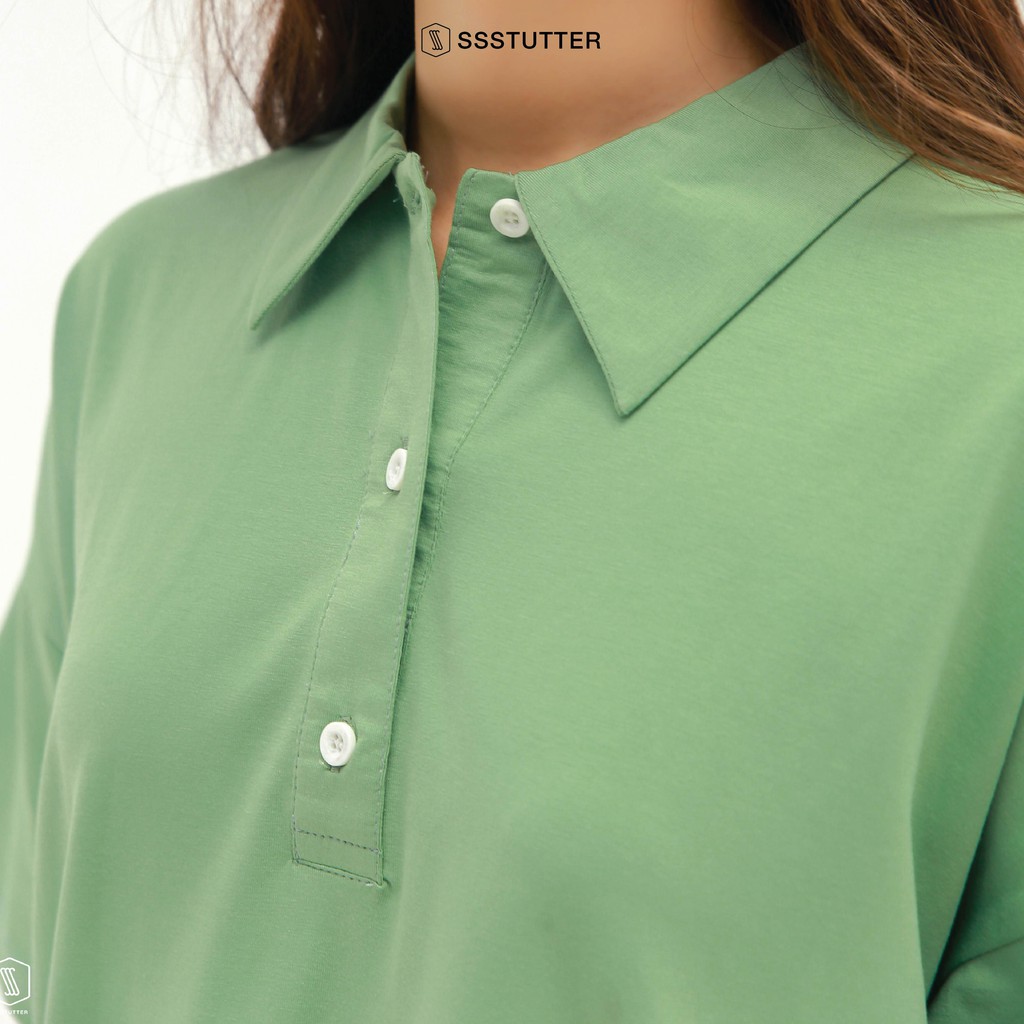 Áo Polo tay lỡ nữ SSStutter 2 màu chất 100% Cotton Oversize UNI TEE | BigBuy360 - bigbuy360.vn
