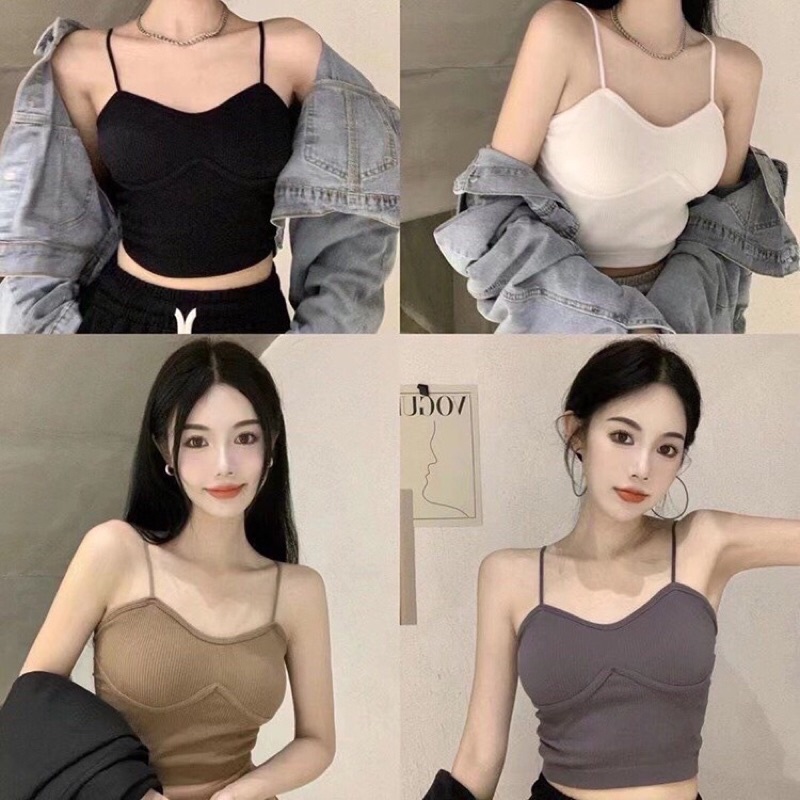 Áo ngực nữ - Áo bra gân tăm mút may cố định mỏng mềm mịn 1802