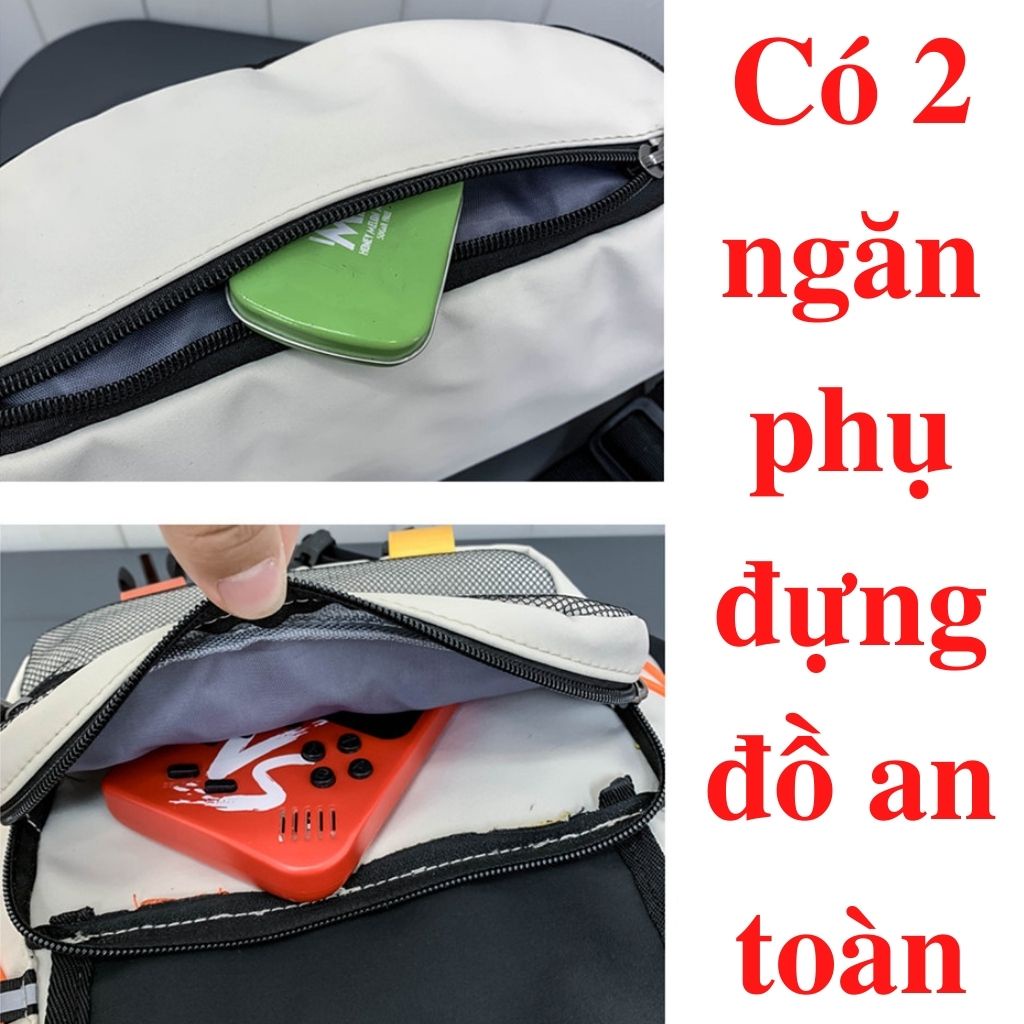 Túi Vải Đeo Chéo Nam Nữ, Túi Bao Tử Unisex Thời trang Đeo Chéo Ngực Phản Quang Đi Học Đi Chơi ( Kèm Gấu) TĐ02