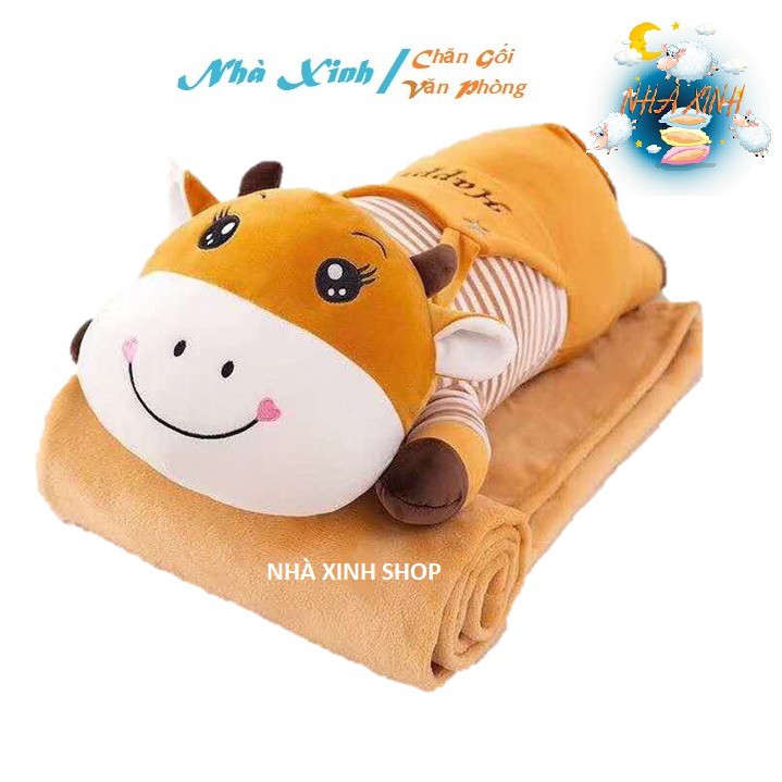 Chăn gối văn phòng bò sữa nằm dài