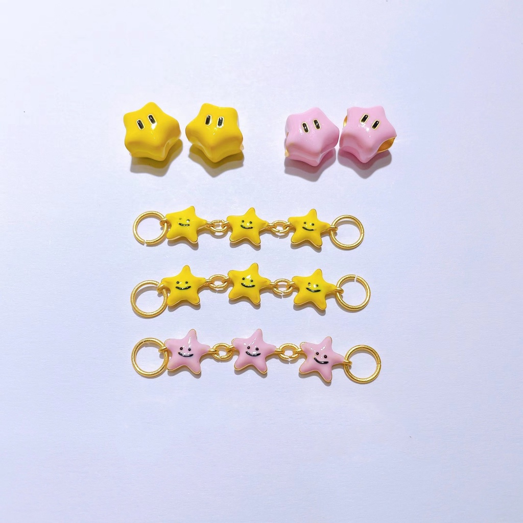 [Hàng Có Sẵn] Vòng Tay Dây Xích Mặt Ngôi Sao Năm Cánh Màu Hồng Vàng Nhỏ Giọt Dễ Phối Đồ diy